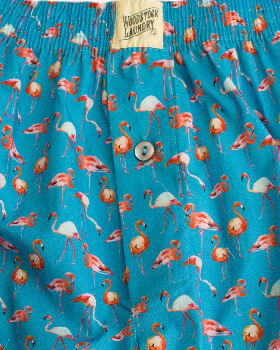 Mens Boxer Shorts - Blue Flamingos