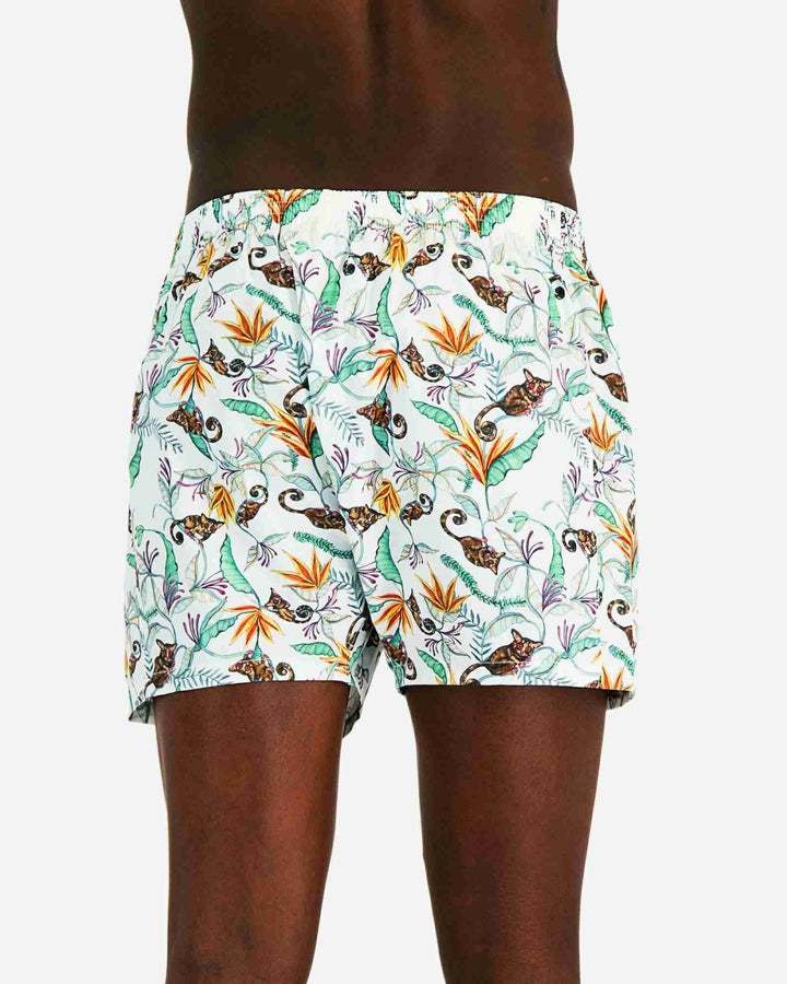 Mens Boxer Shorts - Night Monkeys White