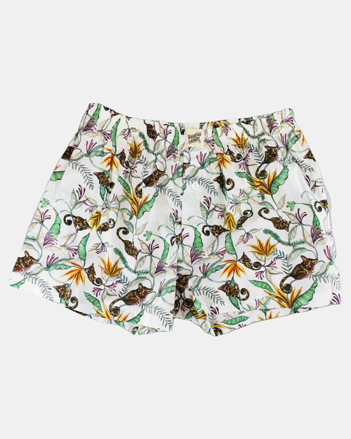 Mens Boxer Shorts - Night Monkeys White