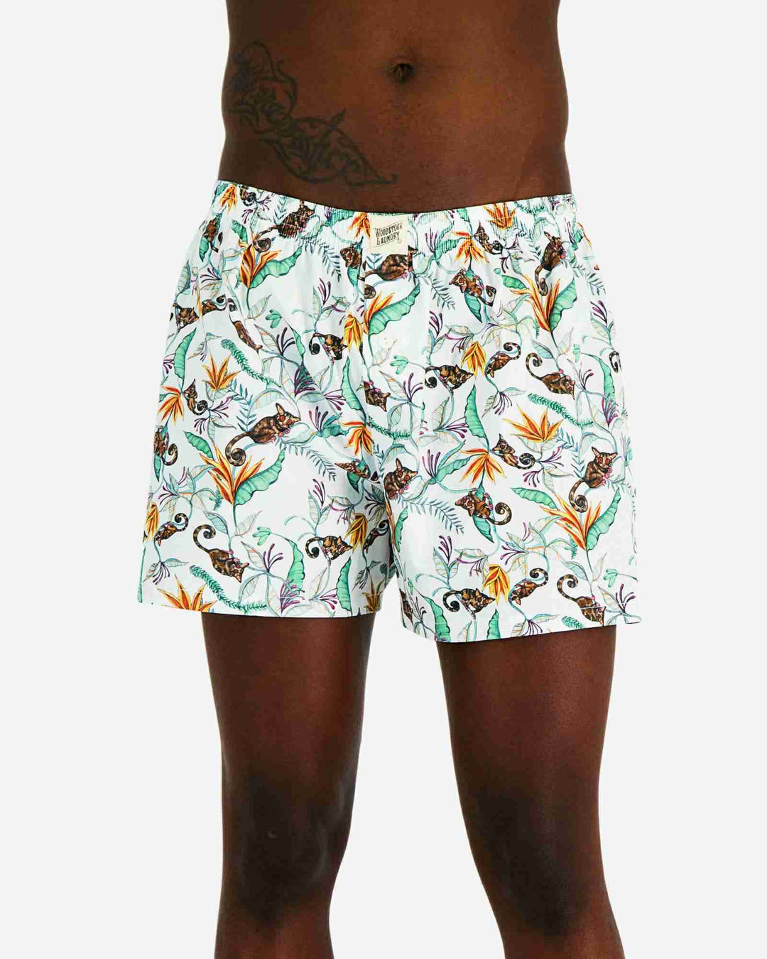 Mens Boxer Shorts - Night Monkeys White