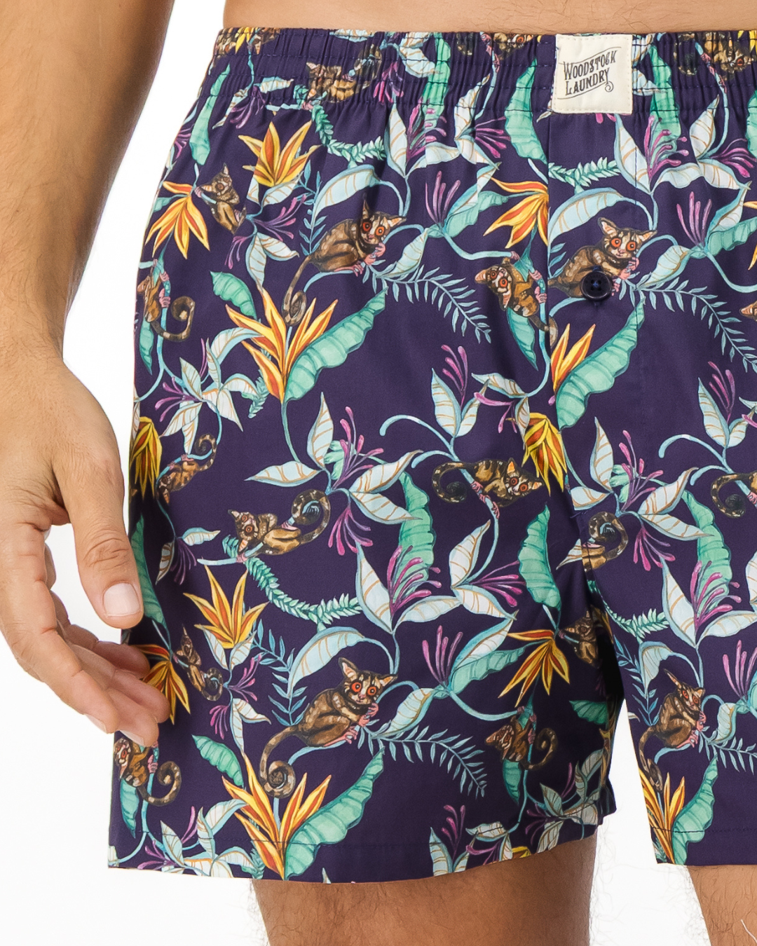 Mens Boxer Shorts - Night Monkeys on Navy
