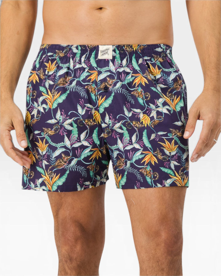 Mens Boxer Shorts - Night Monkeys on Navy