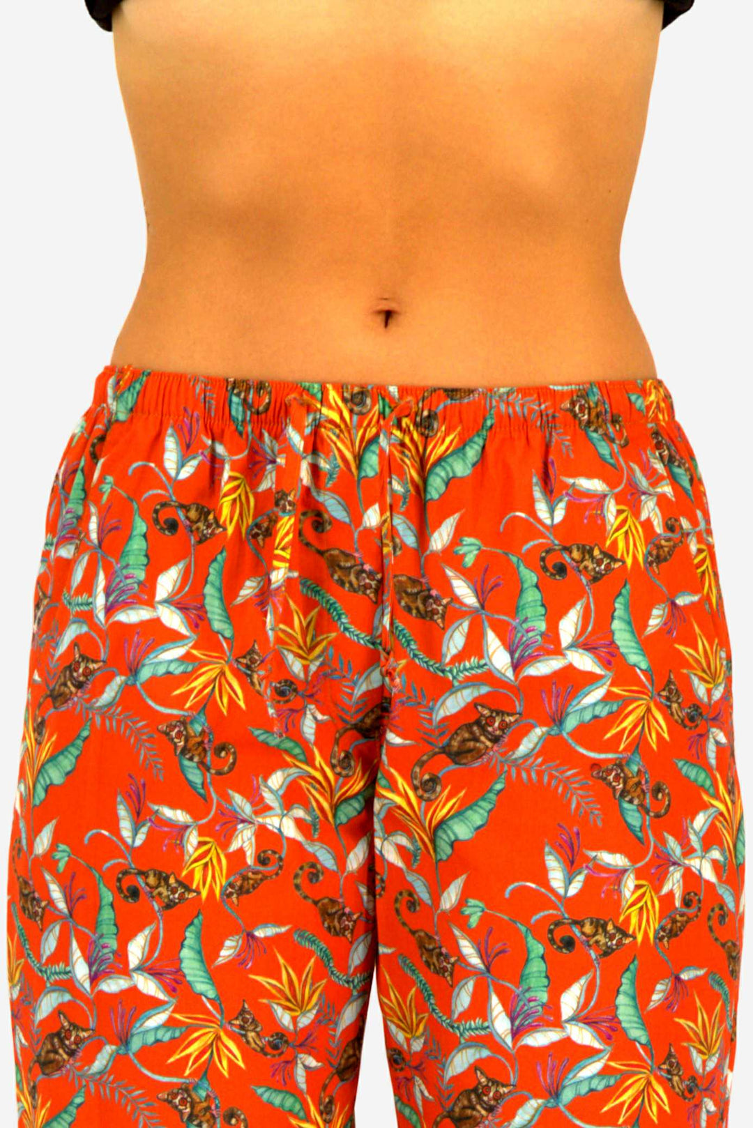 Womens Long Pyjamas - Night Monkeys Orange