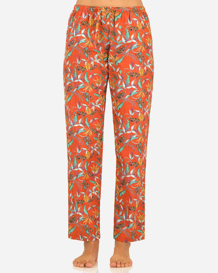 Womens Lounge Pants - Night Monkeys Orange