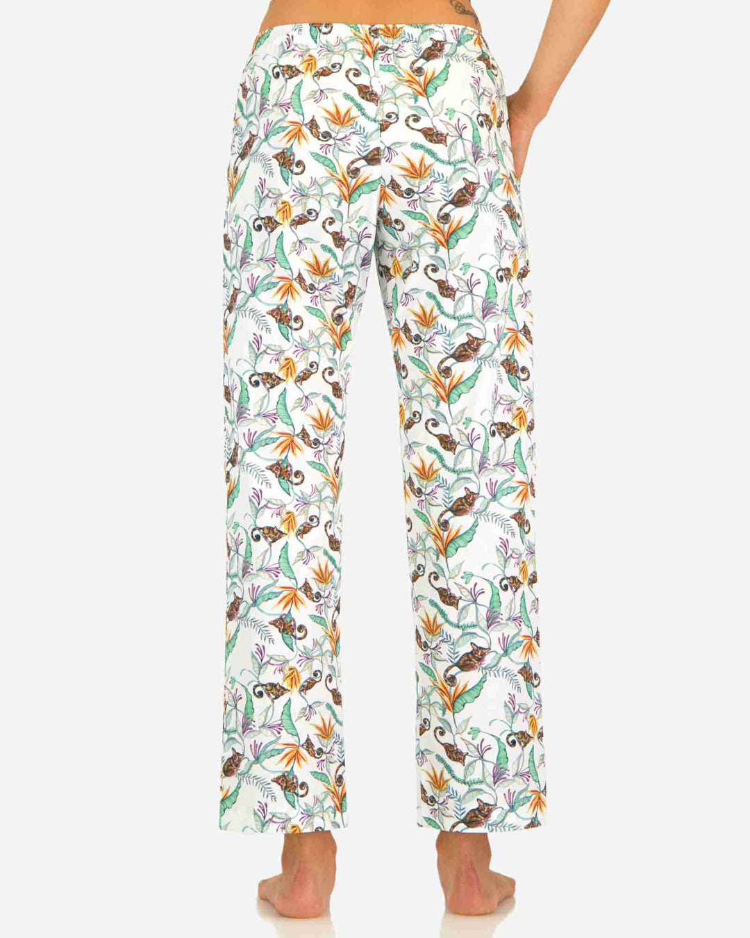 Womens Lounge Pants - Night Monkeys White