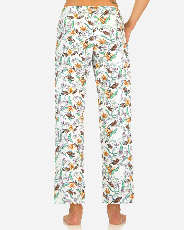 Womens Lounge Pants - Night Monkeys White