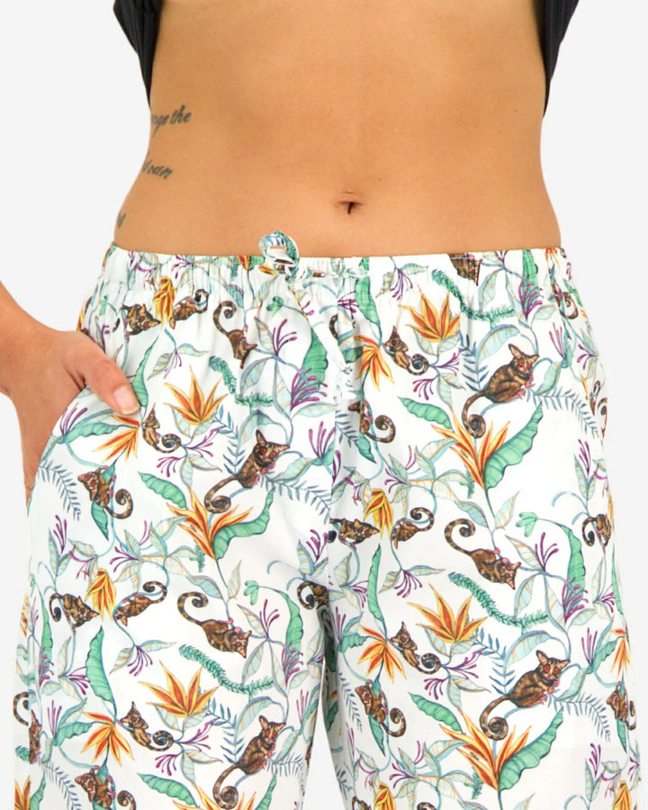 Womens Lounge Pants - Night Monkeys White