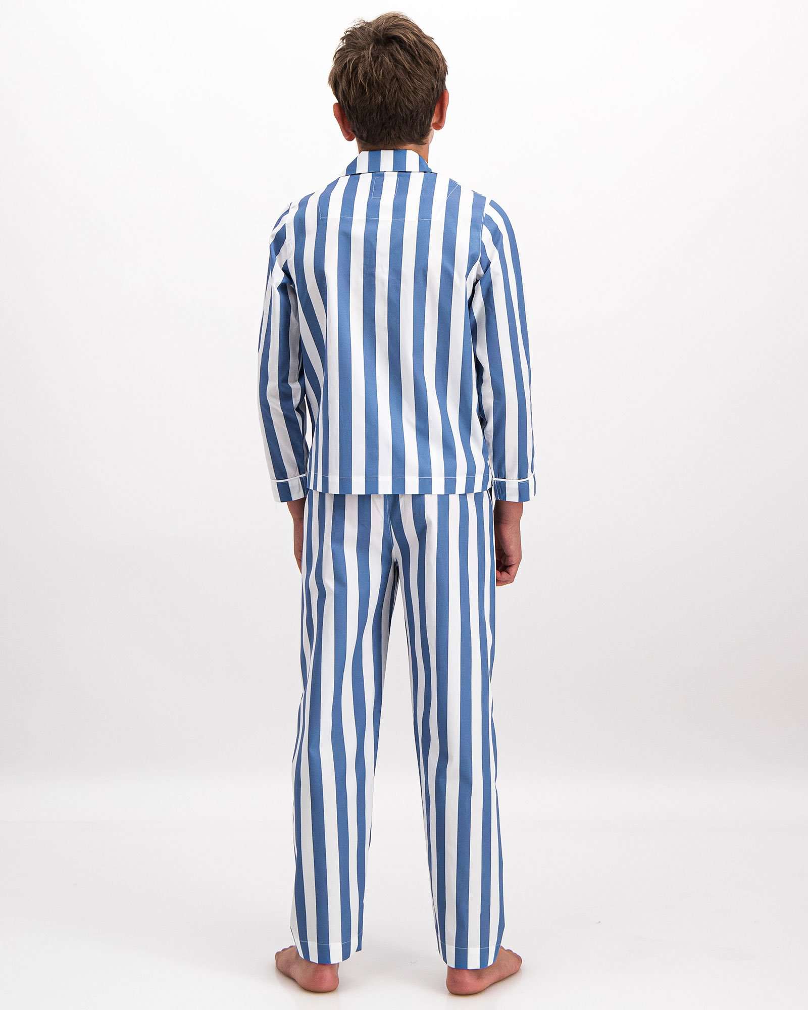 Boys Long Pyjamas Beach Stripe Back - Woodstock Laundry UK