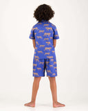 Boys Short Pyjamas Blue Cheetahs Back - Woodstock Laundry UK