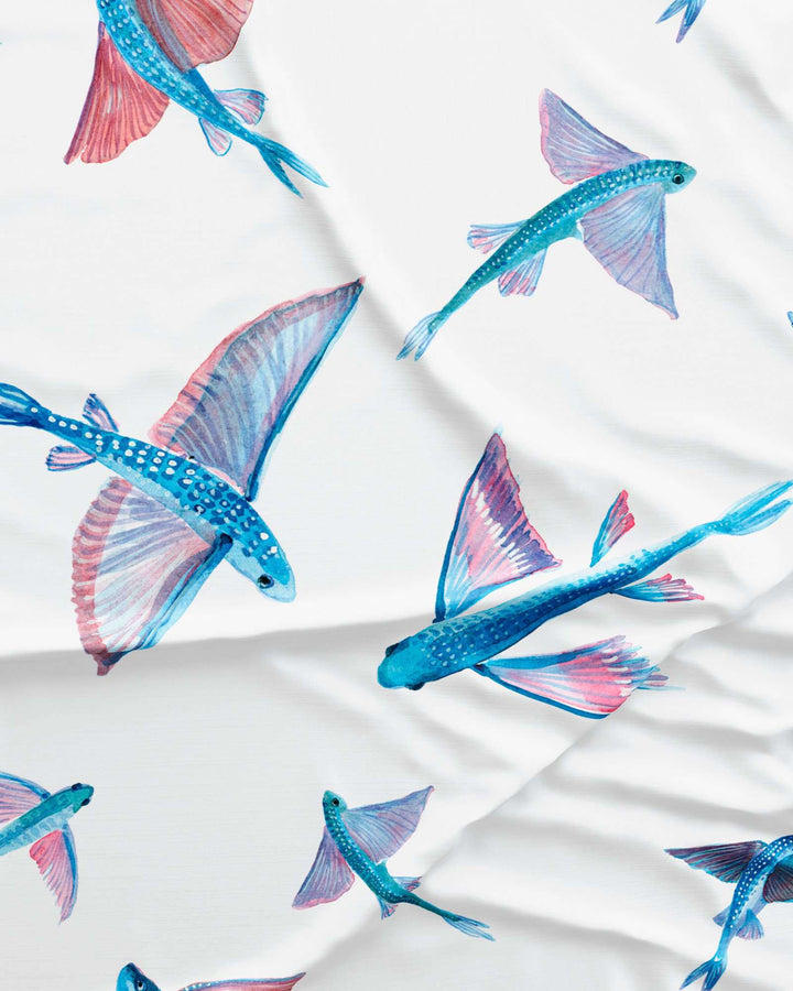 Flying Fish White Pattern Detail - Woodstock Laundry UK