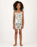 Girls Camisole Pyjamas Night Monkeys White Front - Woodstock Laundry UK