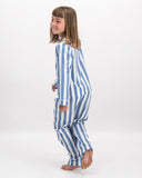 Girls Long Pyjamas Beach Stripe Back - Woodstock Laundry UK