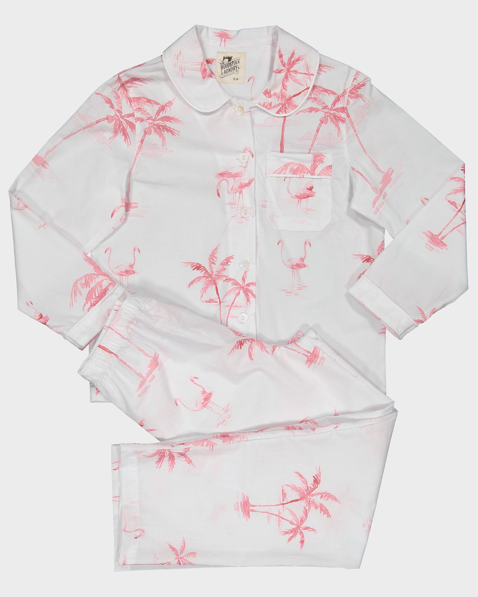 Girls Long Pyjamas - Pink palms
