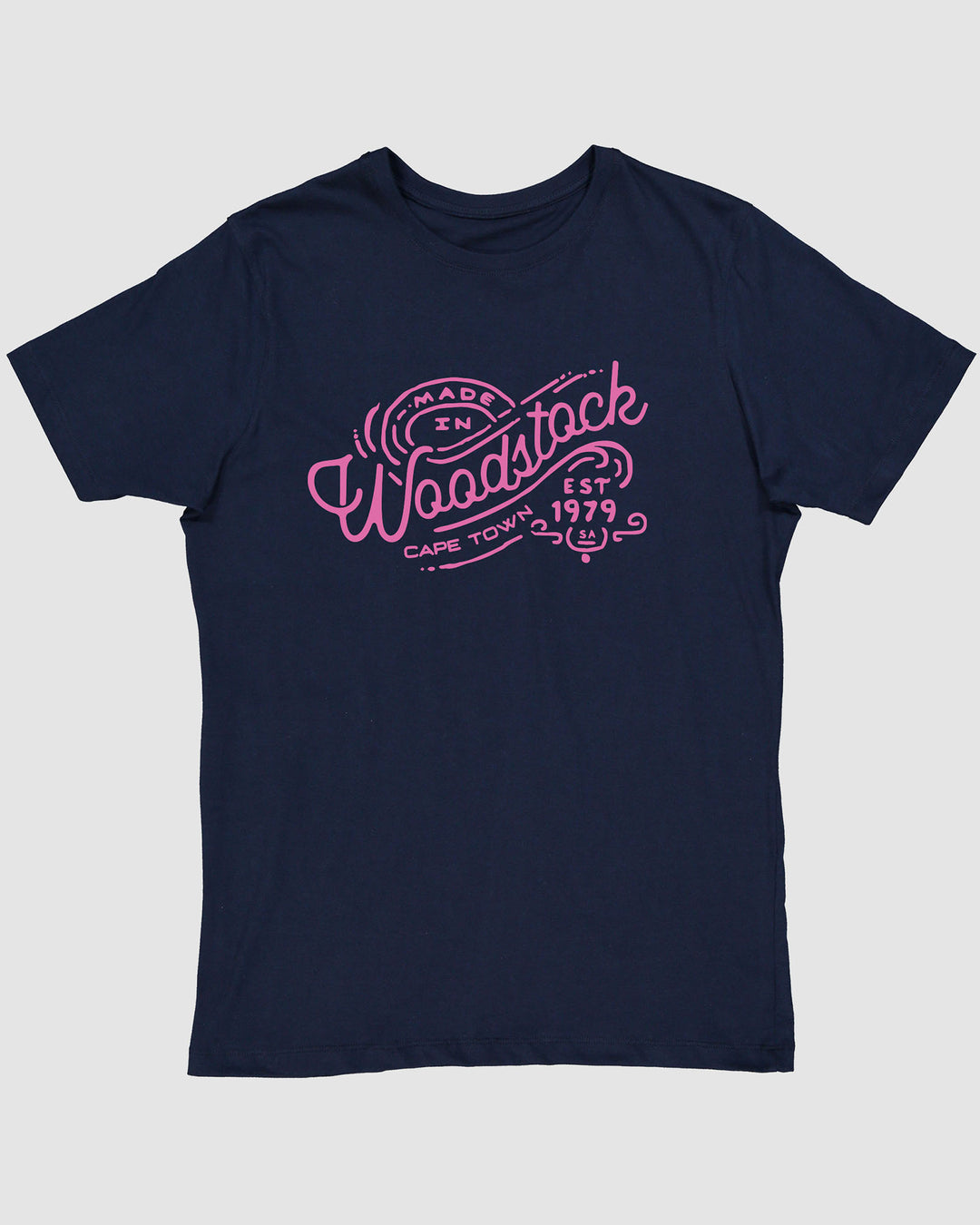 Mens Navy T-shirt Made in Woodstock Flatpack - Woodstock Laundry UK