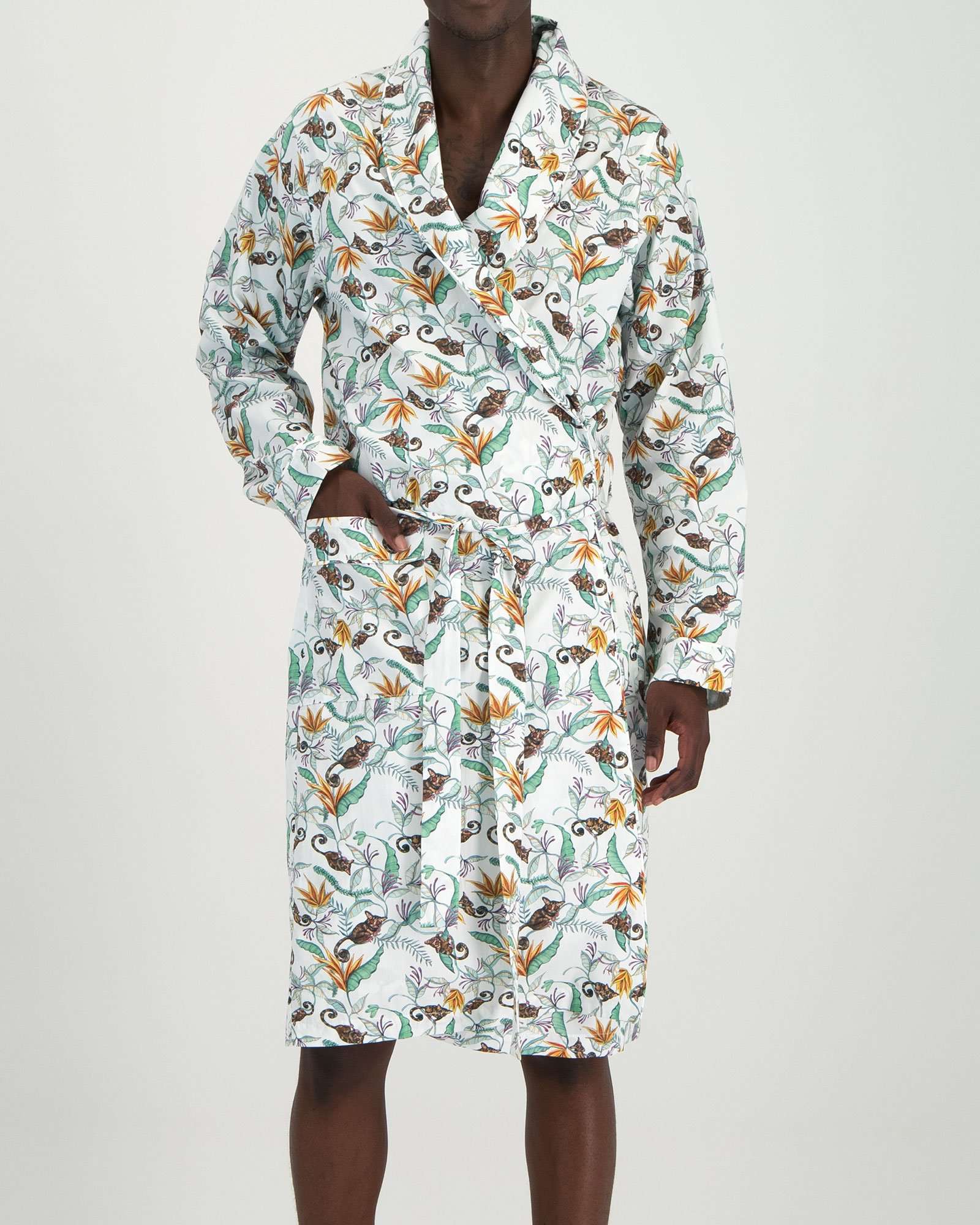 Mens Organic Cotton Dressing Gown Front - Woodstock Laundry UK
