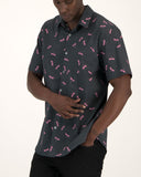 Mens Organic Cotton Holiday Shirt Dragonflies Side - Woodstock Laundry UK