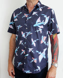 Mens Holiday Shirt Flying Fish Navy - Woodstock Laundry UK
