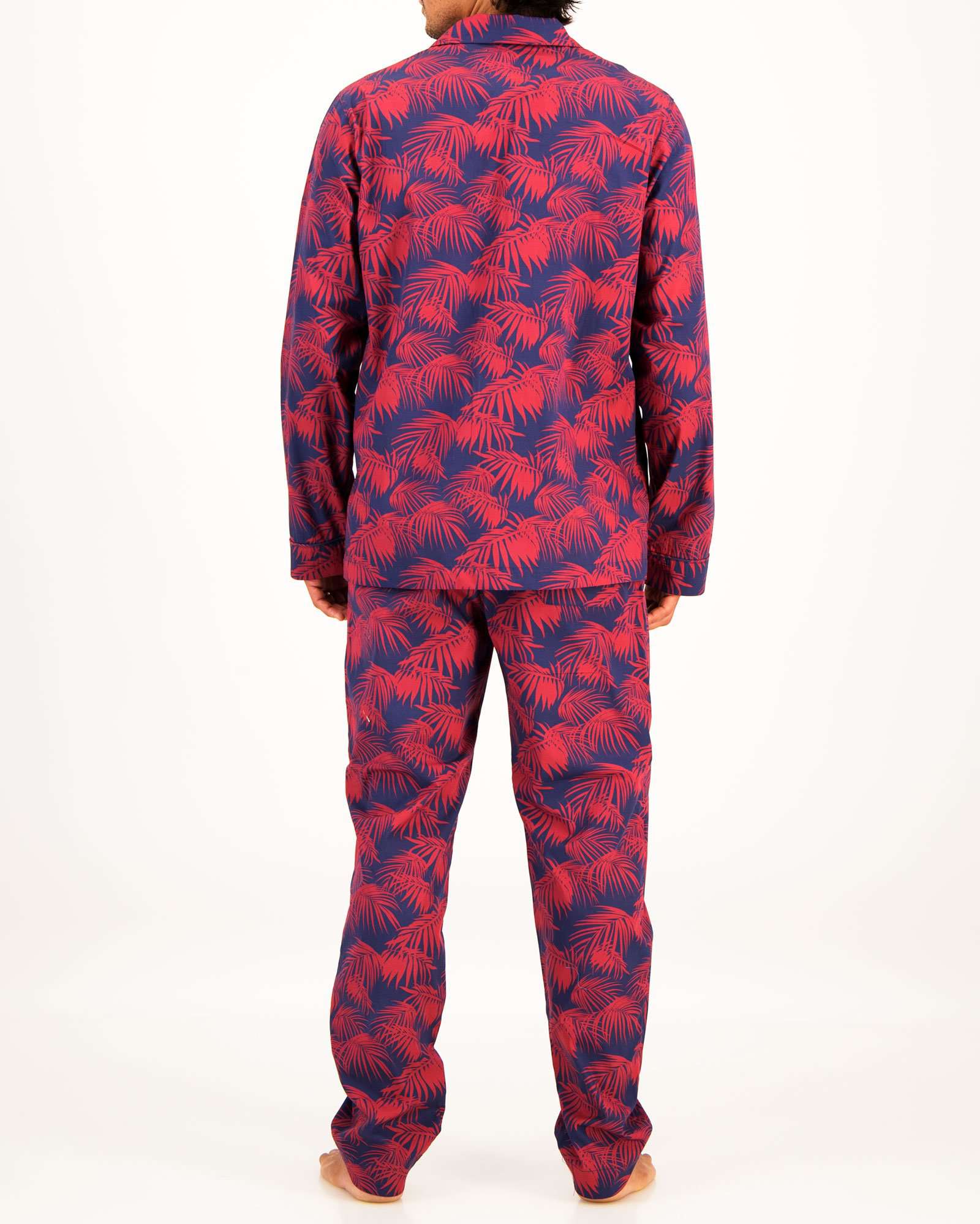 Mens Long Pyjamas Tropical Red Back - Woodstock Laundry UK