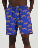 Mens Lounge Shorts Blue Cheetahs Front - Woodstock Laundry