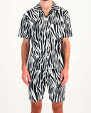 Mens Short Pyjama Set Zebra Front - Woodstock Laundry