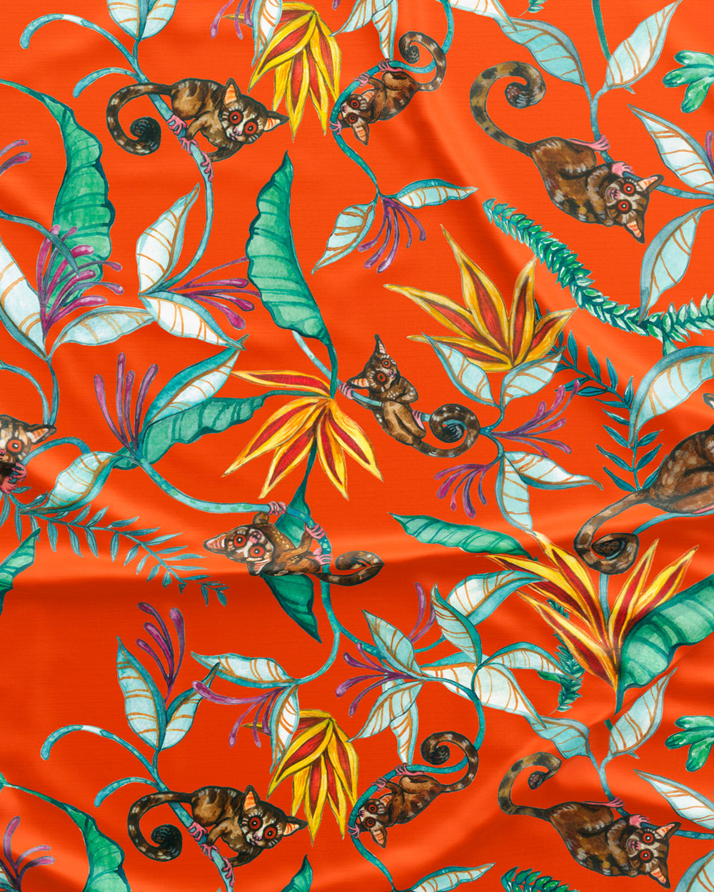 Night Monkeys Orange Pattern Detail - Woodstock Laundry UK