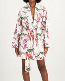 Womens Organic Cotton Dressing Gown Iris Front - Woodstock Laundry UK