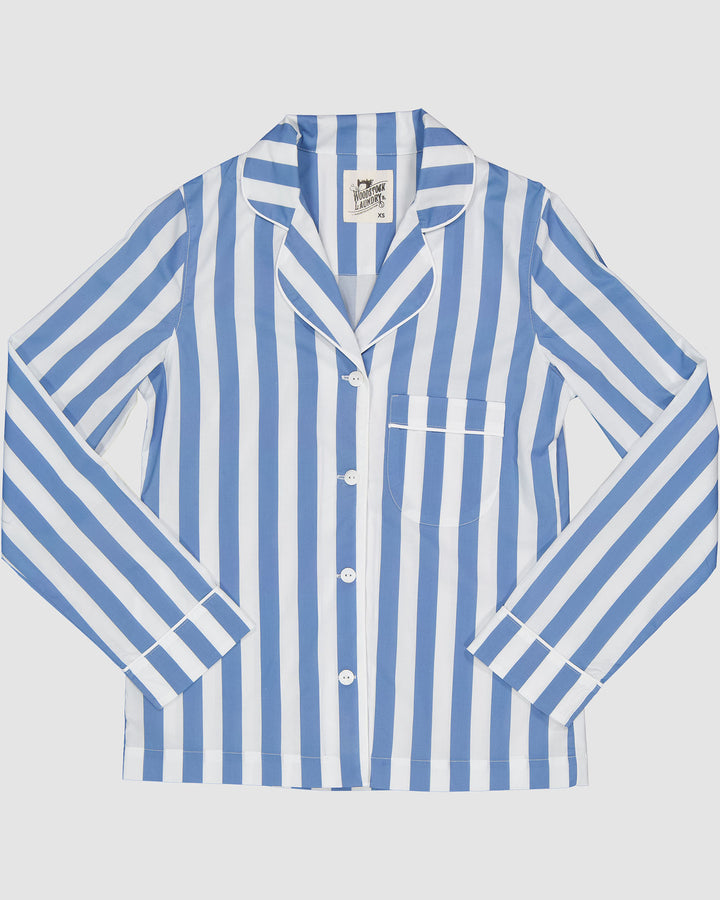 Womens Long Pyjamas Beach Stripe Top - Woodstock Laundry UK