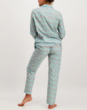 Womens Long Pyjamas Blue Flamingos Back - Woodstock Laundry UK