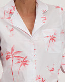 Womens Long Pyjamas Pink Palms Detail - Woodstock Laundry UK