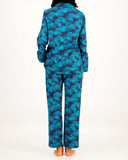 Womens Long Pyjamas Tropical Green Back - Woodstock Laundry UK