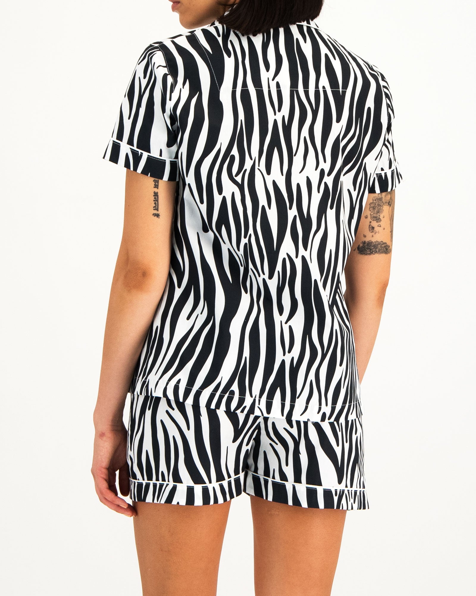 Womens Short Pyjamas Zebra Back - Woodstock Laundry UK