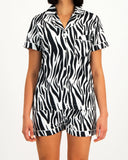 Womens Short Pyjamas Zebra Front - Woodstock Laundry UK