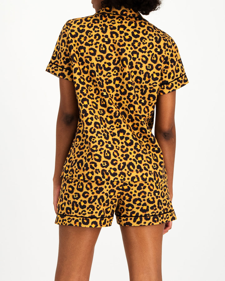 Womens Short Pyjamas Leopard Back - Woodstock Laundry UK